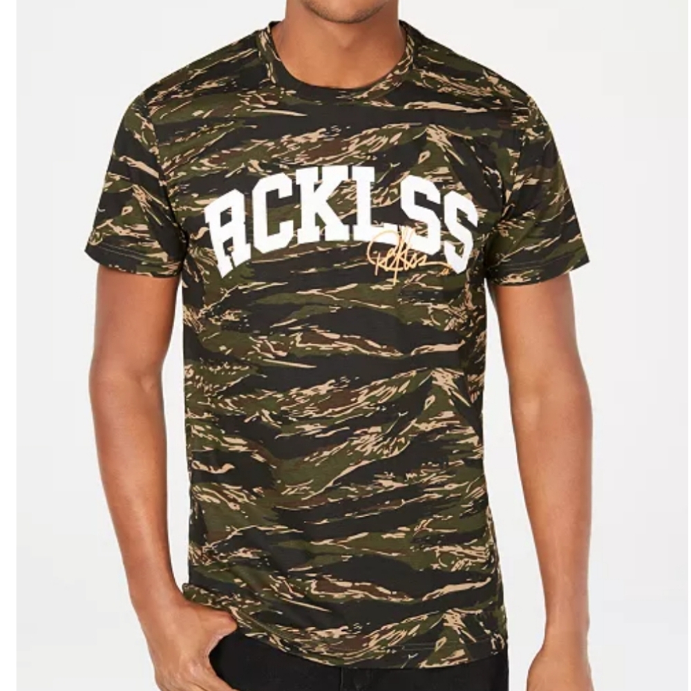 Young & Reckless Camo Short Sleeve Logo Graphic T-shirt Large Men's